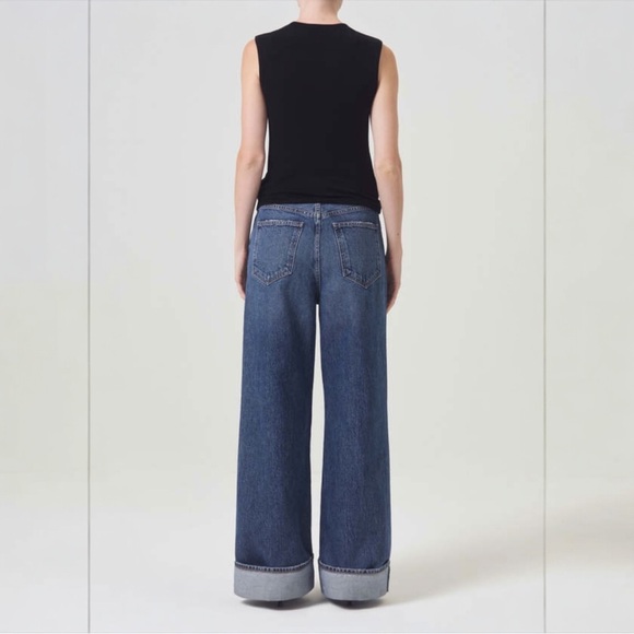 Agolde Dame Jeans in Control Wide Leg Cuffed Medium Wash 31 - Picture 2 of 12